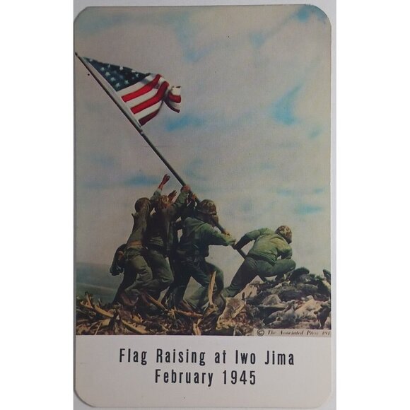 WWII Pacific Theater Stars And Stripes Flag Raising Iwo Jima Feb 1945 Postcard - Picture 1 of 4